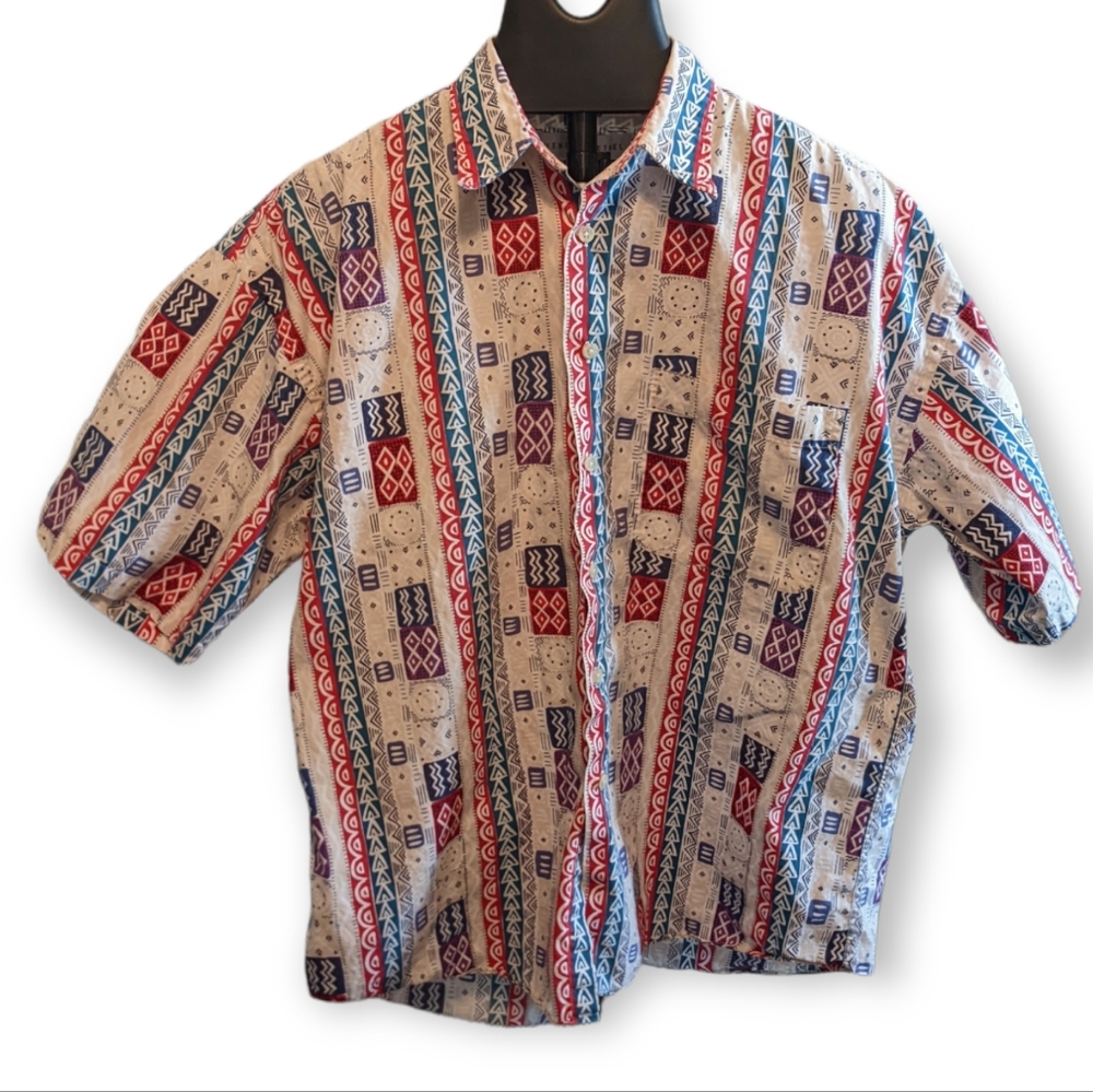 Vintage 80s Henry Grethel Short Sleeve Button Down Shirt, Sz Large